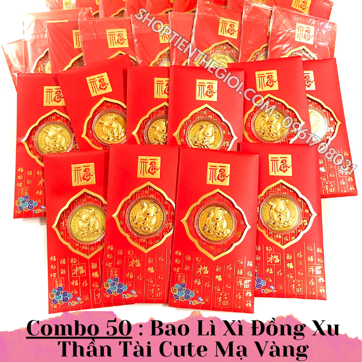 Combo 50 Bao Lì Xì Đồng Xu Thần Tài Cute Mạ Vàng - SP005986